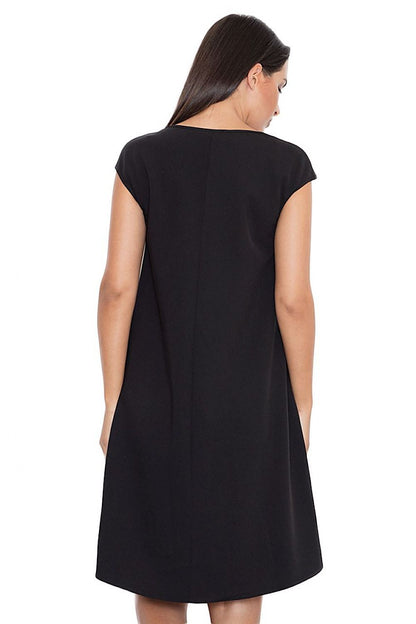black asymmetrical evening dress back view