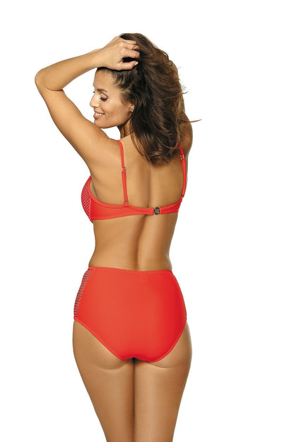 orange strapless mini swimsuit two piece detail view