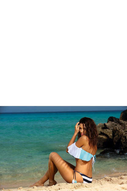 blue ruffle tankini shirt view 13