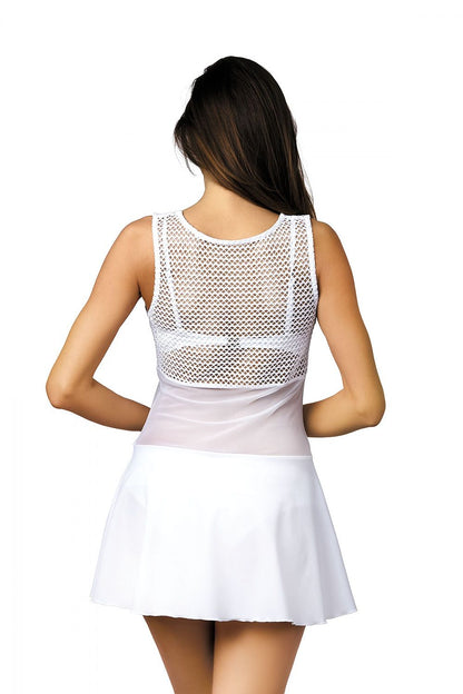 white tulle strapless beach tunic detail view