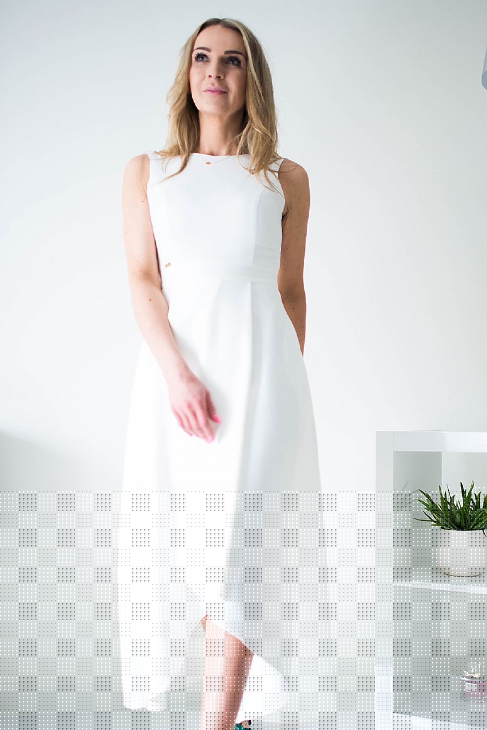 beige maxi cocktail dress front view