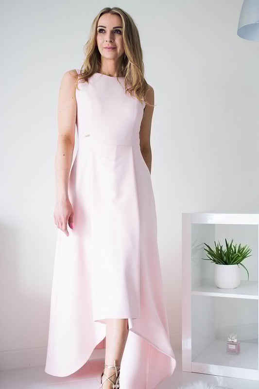 pink maxi cocktail dress front view
