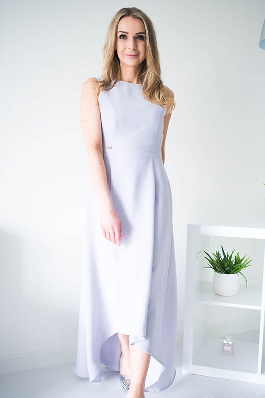 grey maxi cocktail dress front view