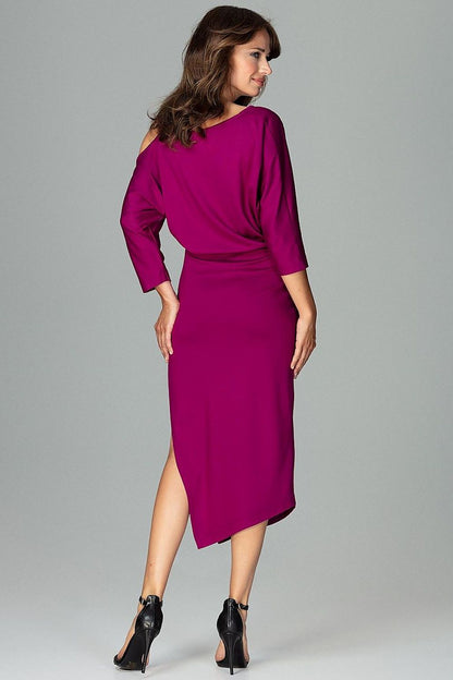 violet wrap mini evening dress detail view