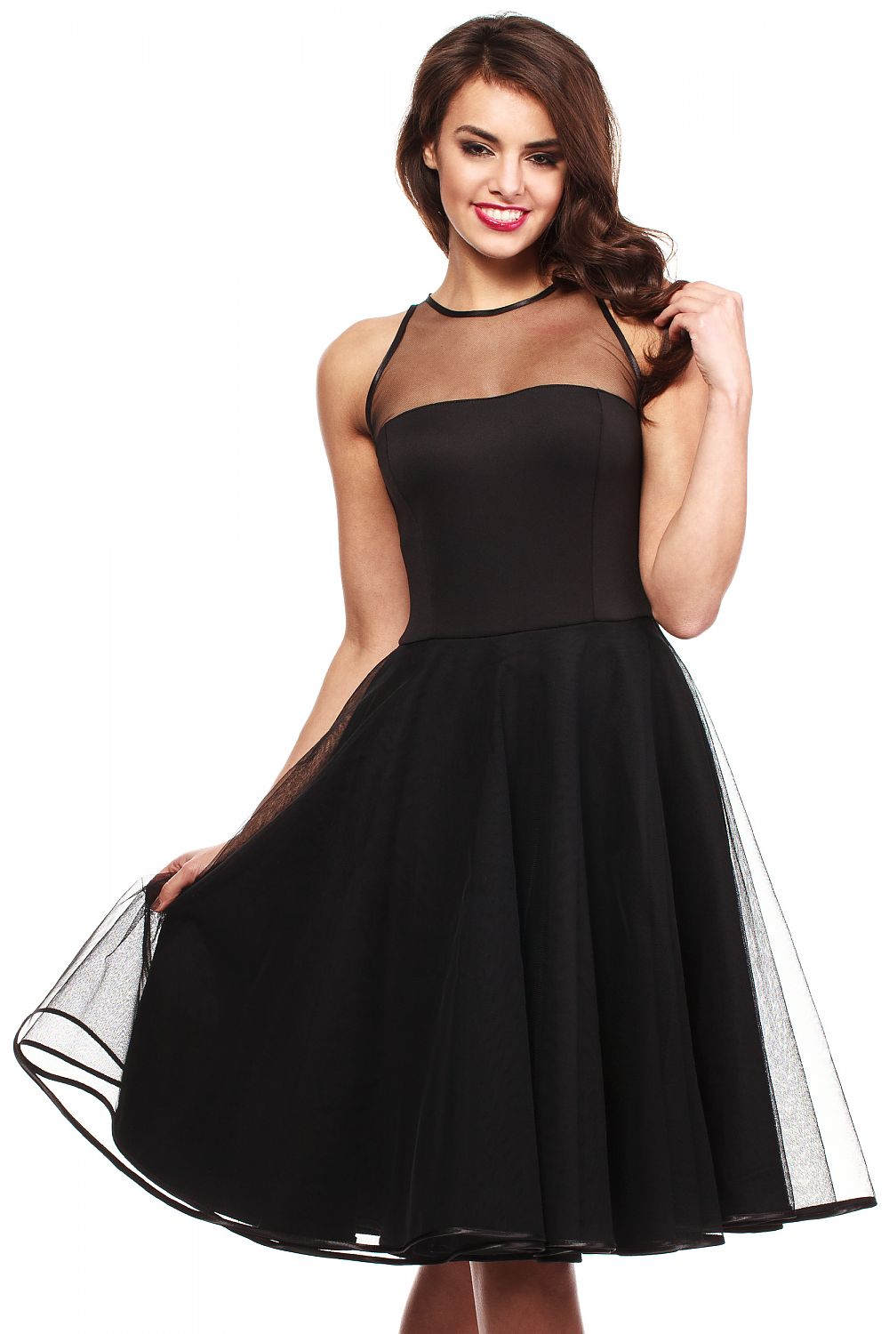 black satin velvet evening dress front view
