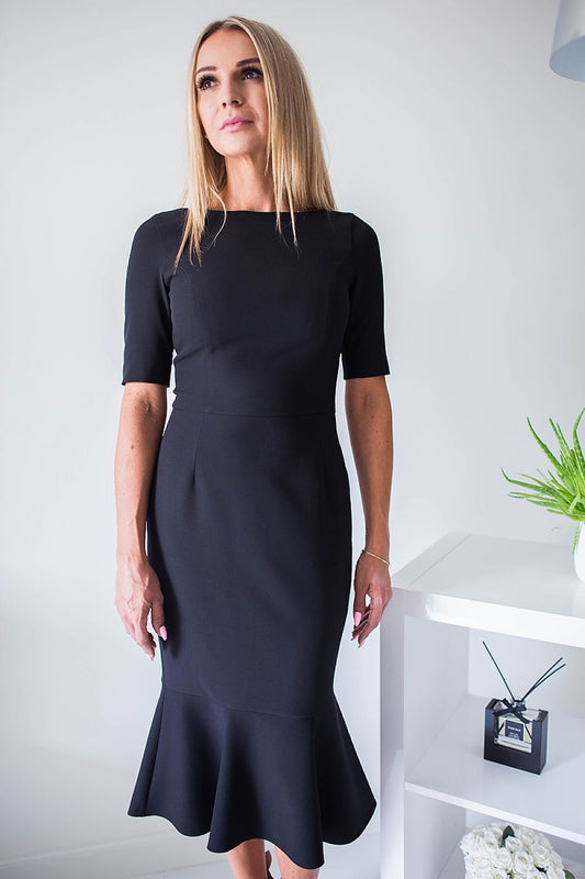 black cocktail dress front view