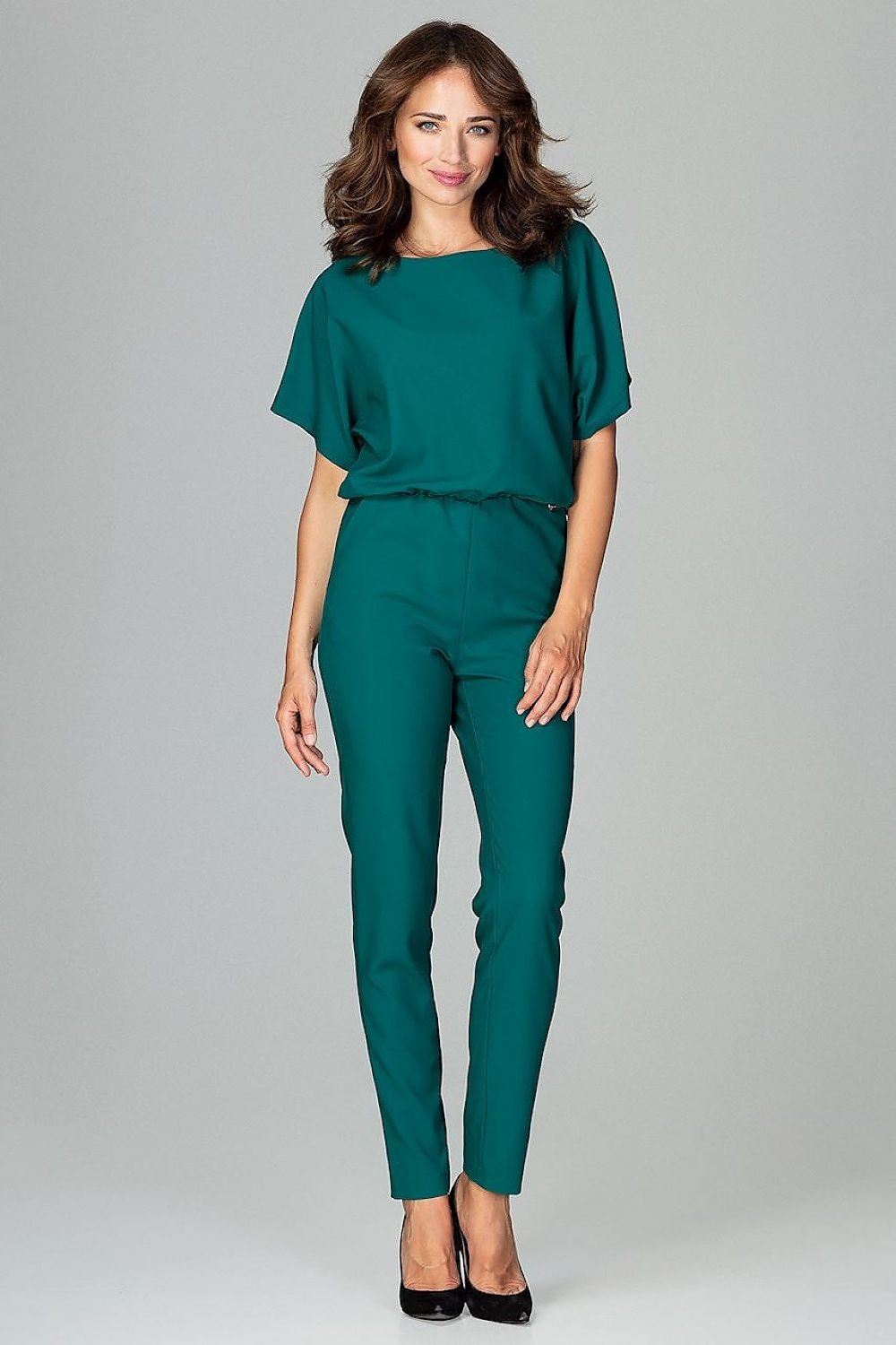 green wrap suit detail view