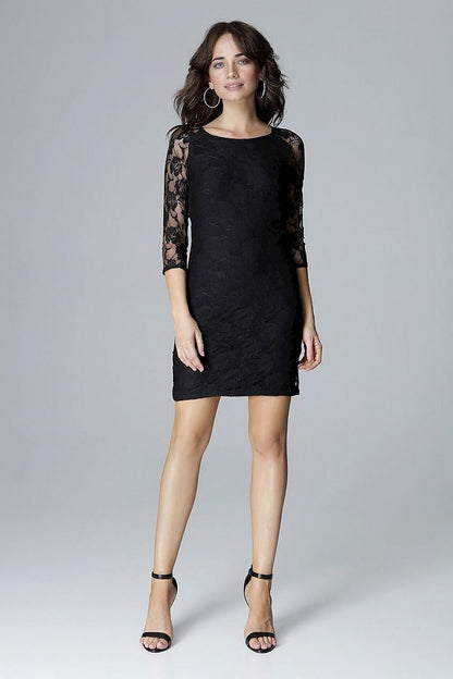 grey lace short dress view 8