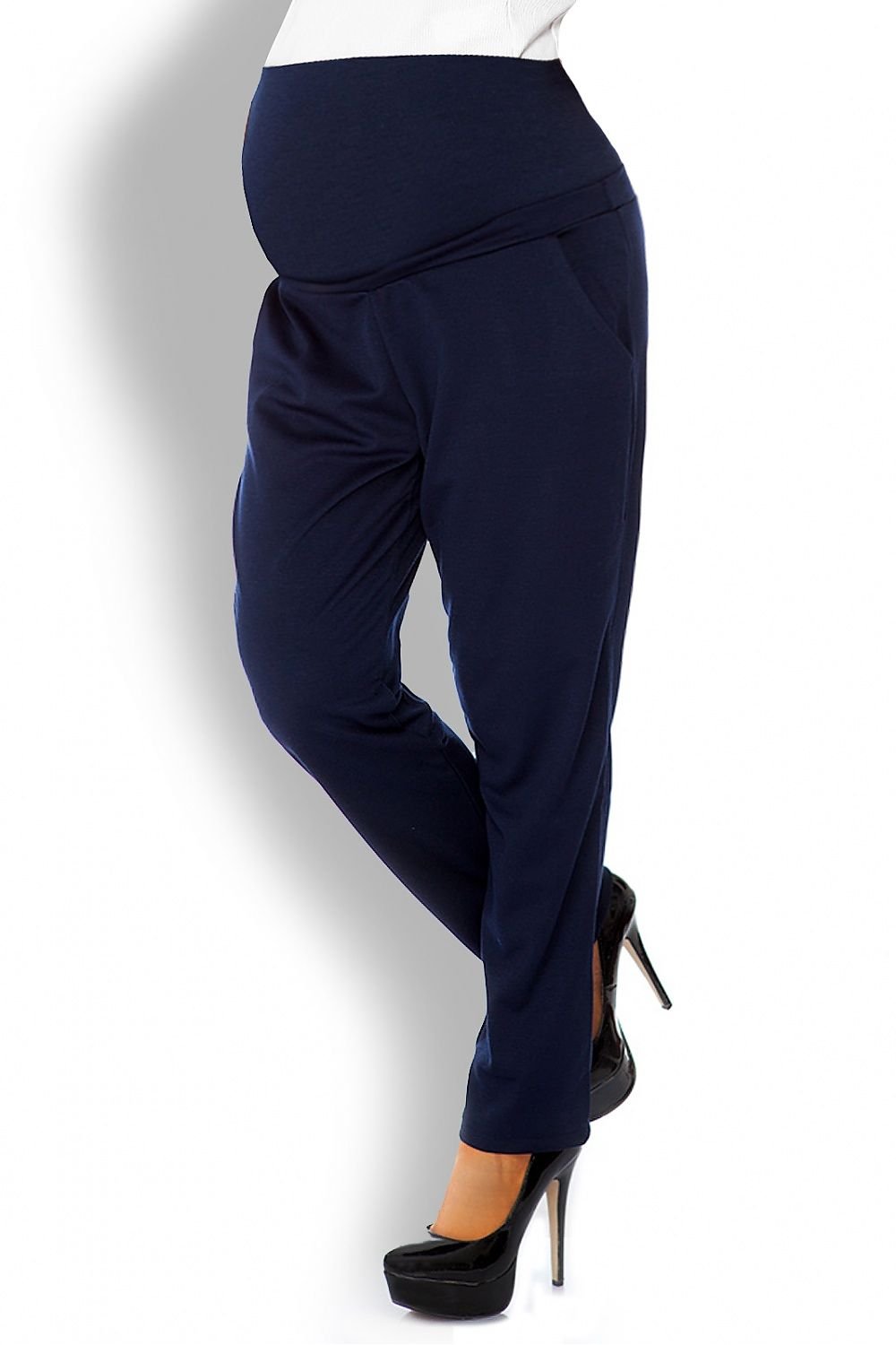 belted navy blue belted trousers alternate angle
