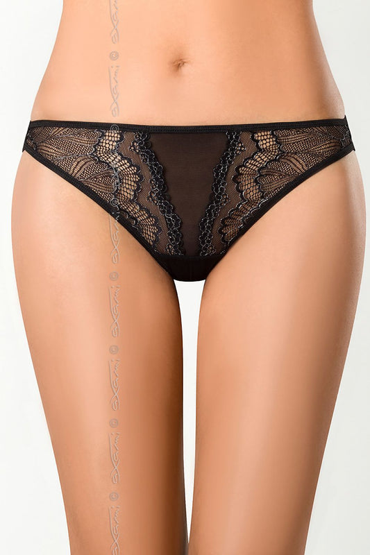 black lace mini t-backs front view