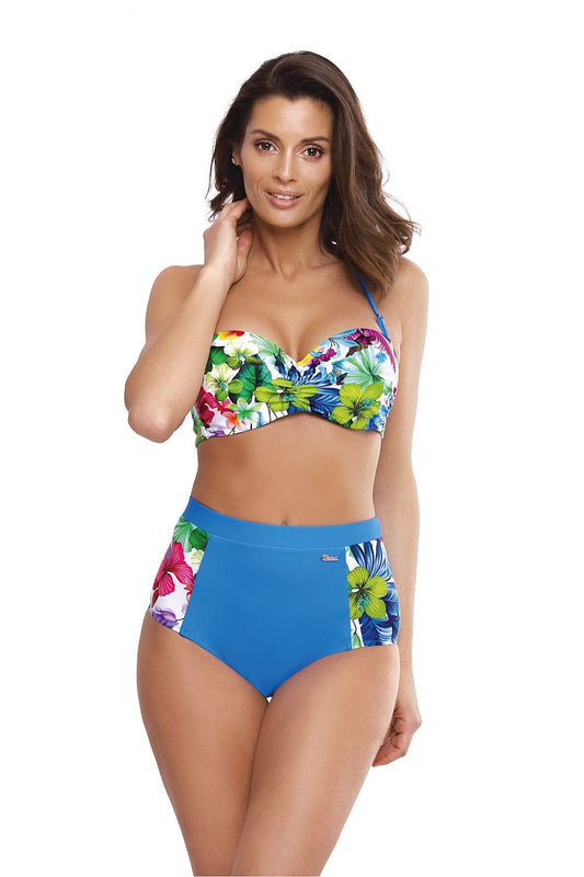 blue mini swimsuit two piece front view
