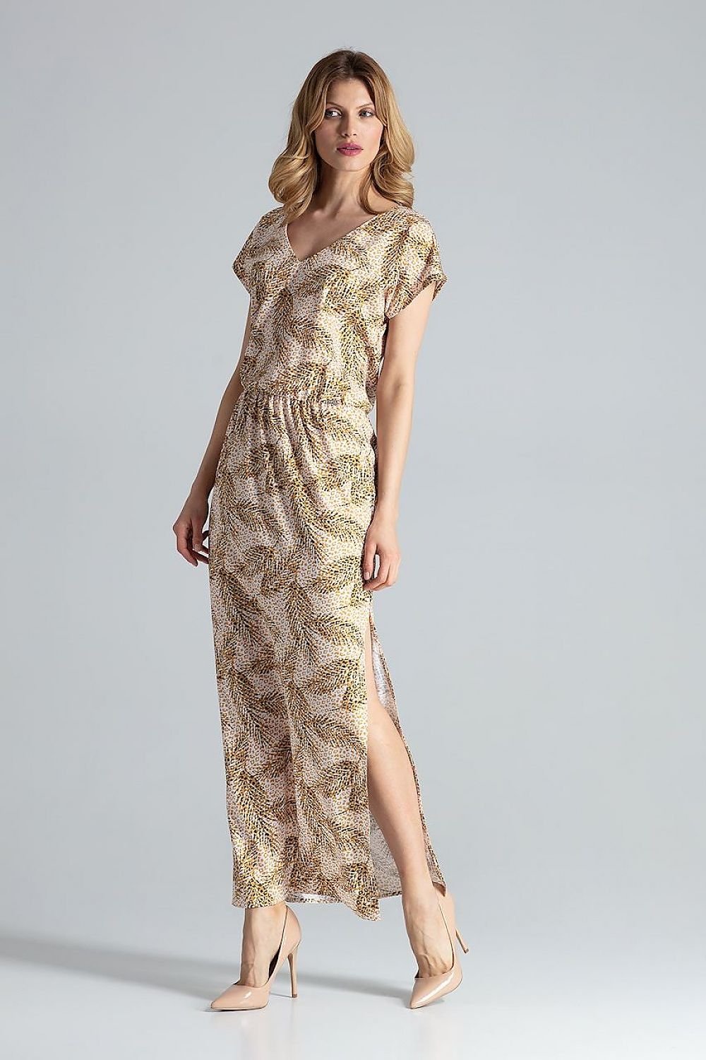 multicolor short sleeve day dress detail view