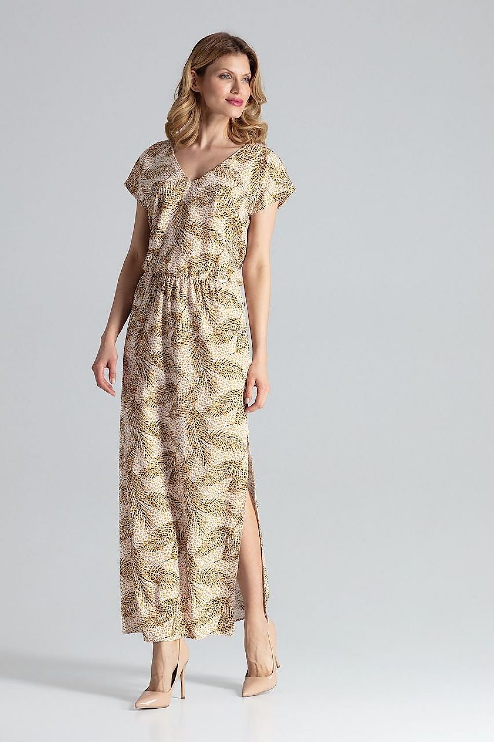 multicolor short sleeve day dress back view