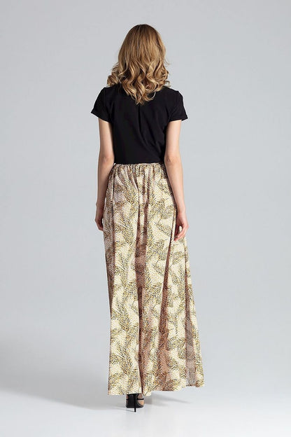 multicolor side slit long skirt detail view