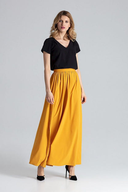 multicolor side slit long skirt back view