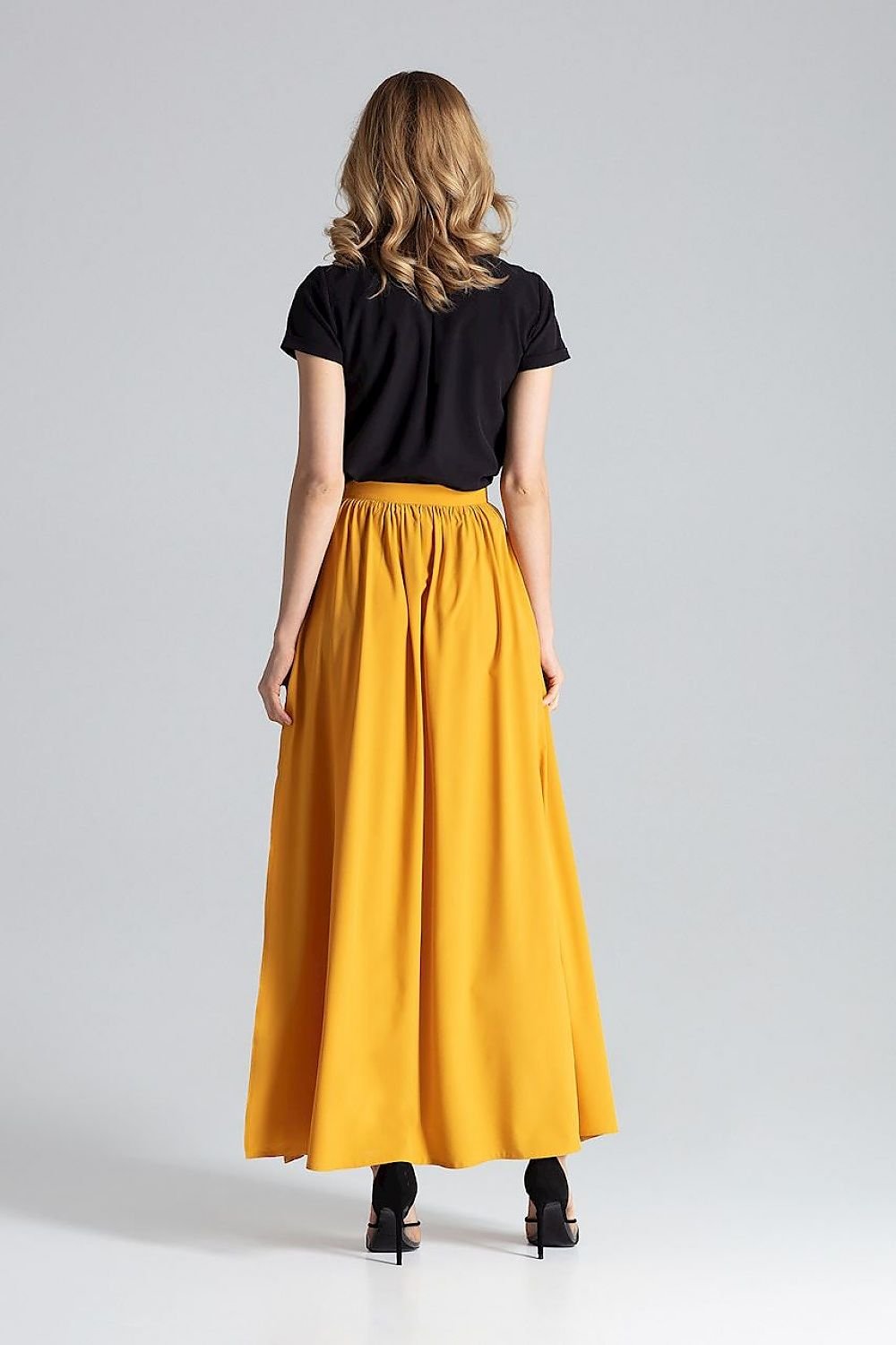 multicolor side slit long skirt view 6