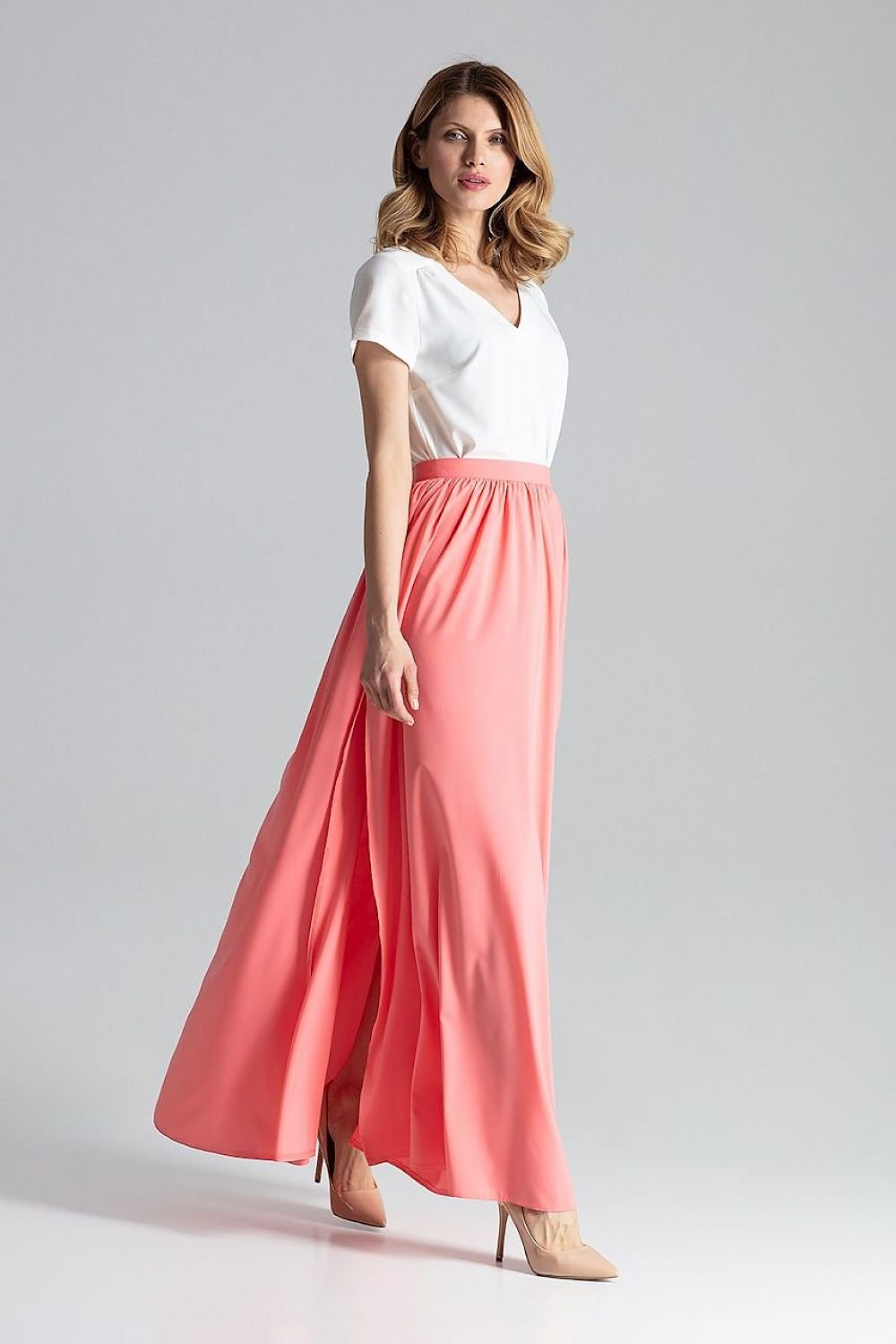 multicolor side slit long skirt view 8