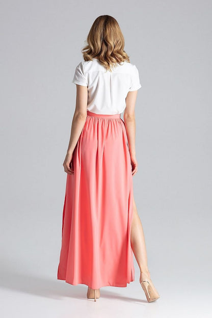 multicolor side slit long skirt view 10