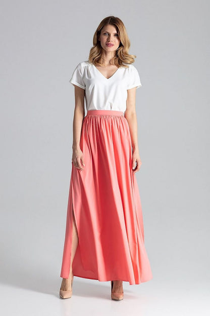 multicolor side slit long skirt view 11