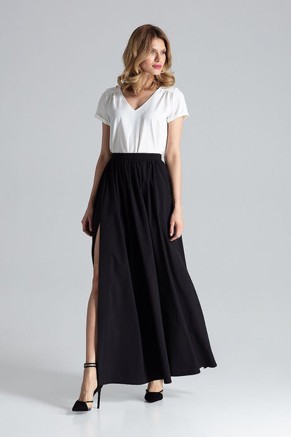 multicolor side slit long skirt view 13