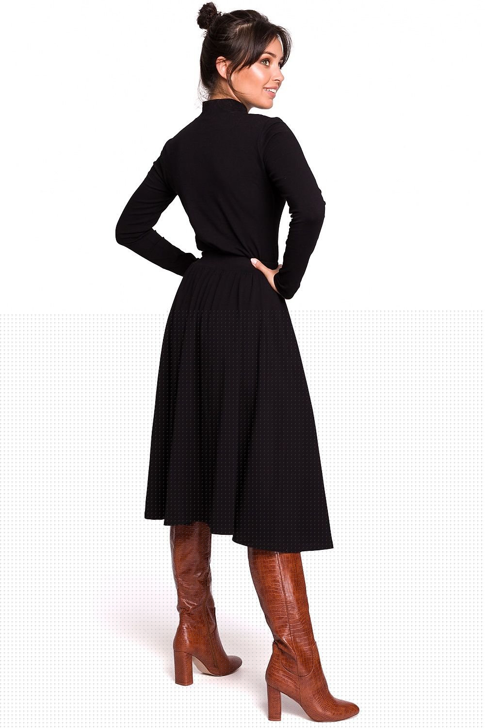 black flared midi skirt alternate angle