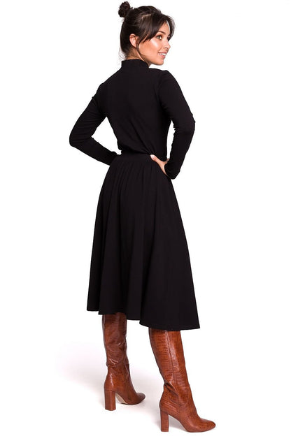 black flared midi skirt alternate angle
