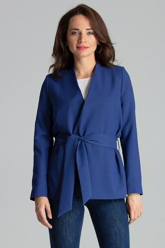asymmetrical blue asymmetrical jacket front view