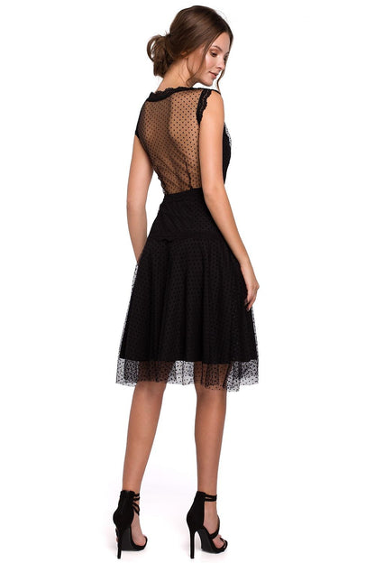 black lace tulle cocktail dress alternate angle