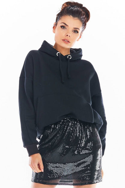 black sequin mini short skirt front view