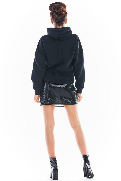 black sequin mini short skirt detail view