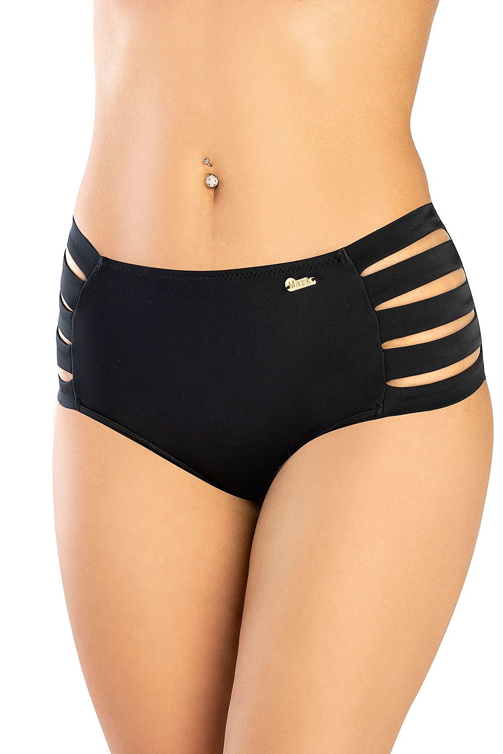 black midi swimming panties front view