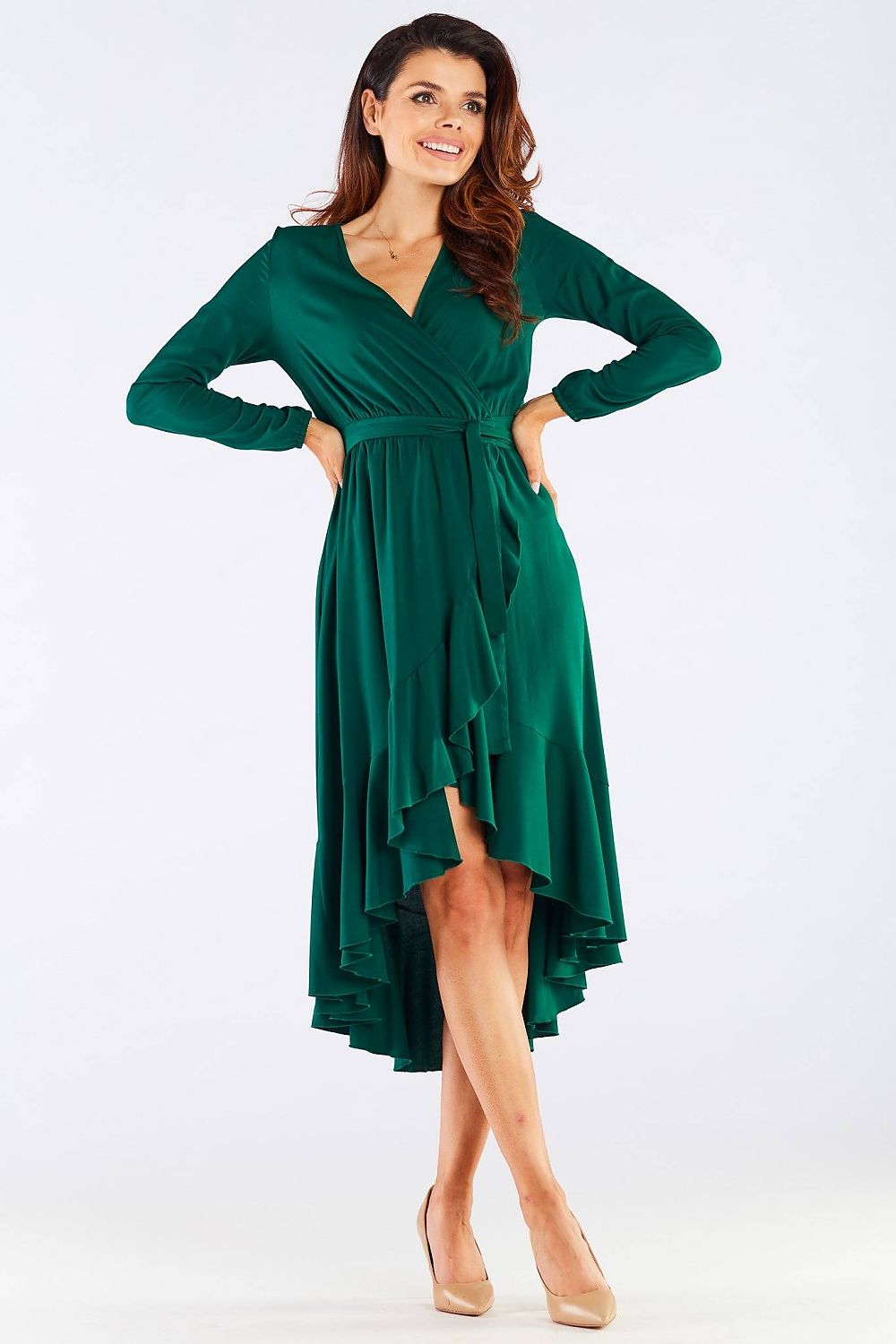 green cocktail dress front view
