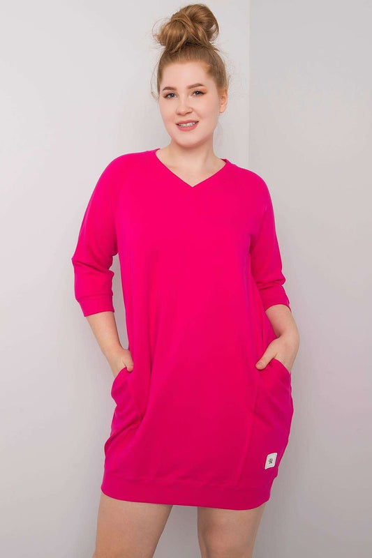 pink plus size dress front view