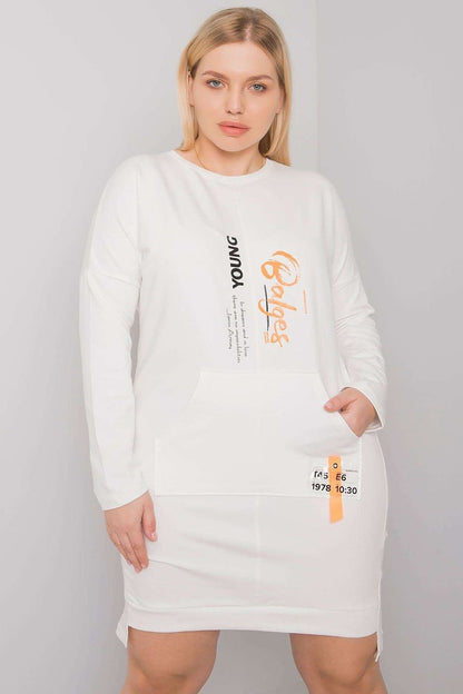 beige long sleeve day dress front view