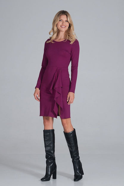 violet long sleeve cocktail dress alternate angle