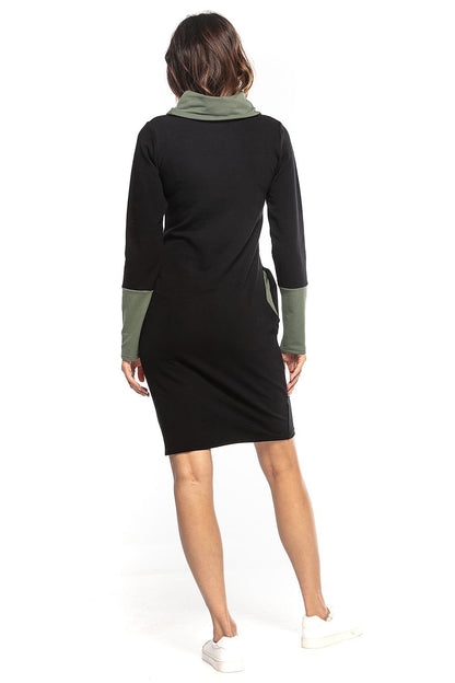 black long sleeve turtleneck day dress alternate angle