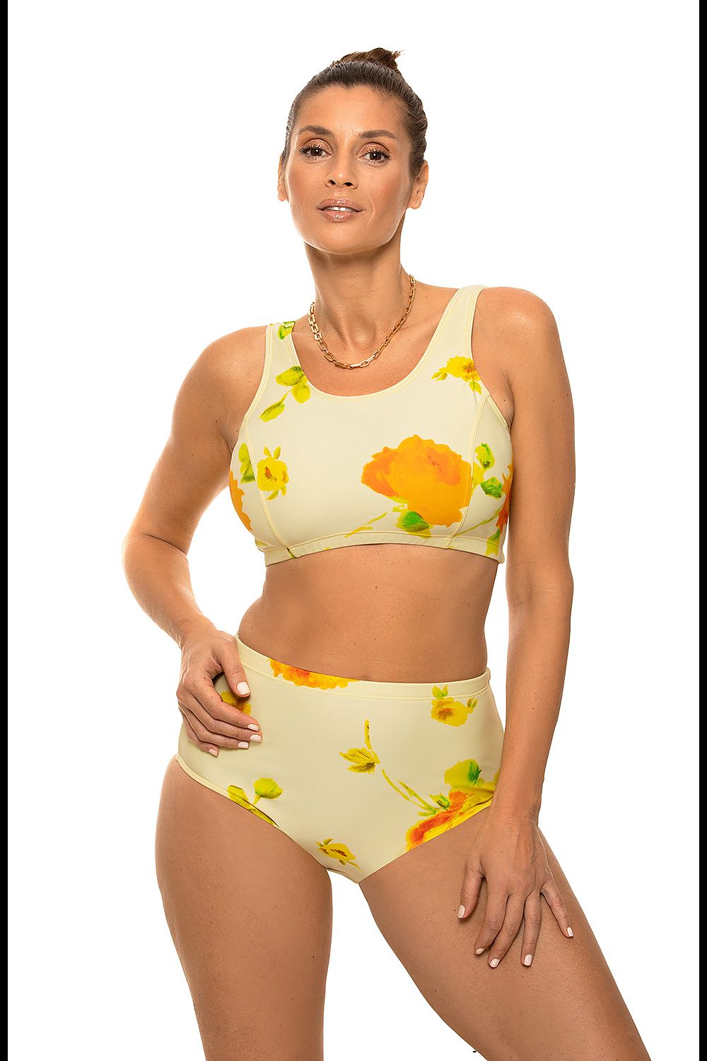 multicolor mini swimsuit two piece side view