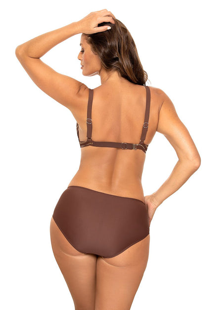 brown swimsuit two piece detail view