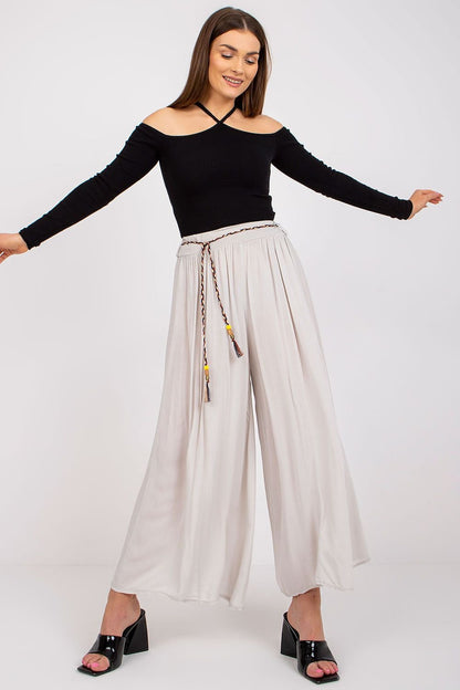 belted beige belted women trousers front view