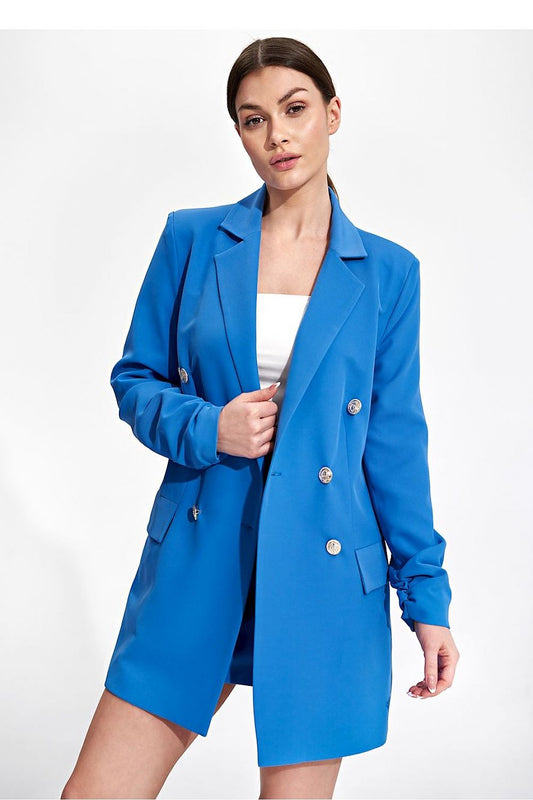 blue jacket front view