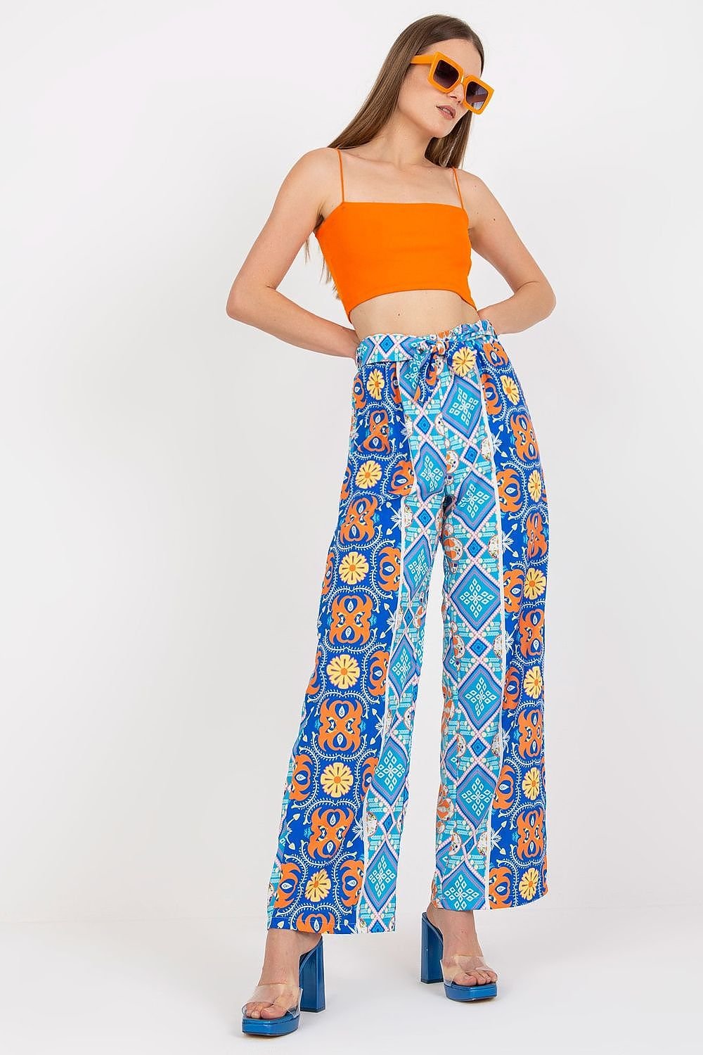 blue women trousers front view