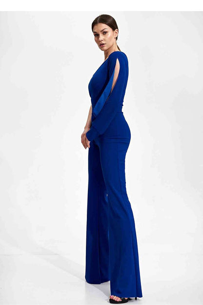 navy blue long sleeve suit back view