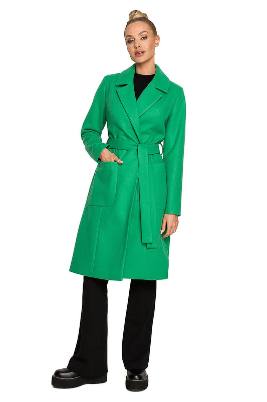 green belted coat front view