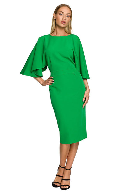 green ruffle cocktail dress front view