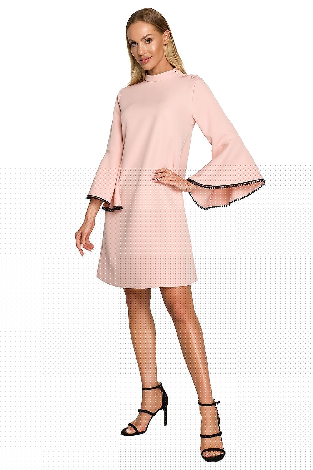 green ruffle day dress detail view