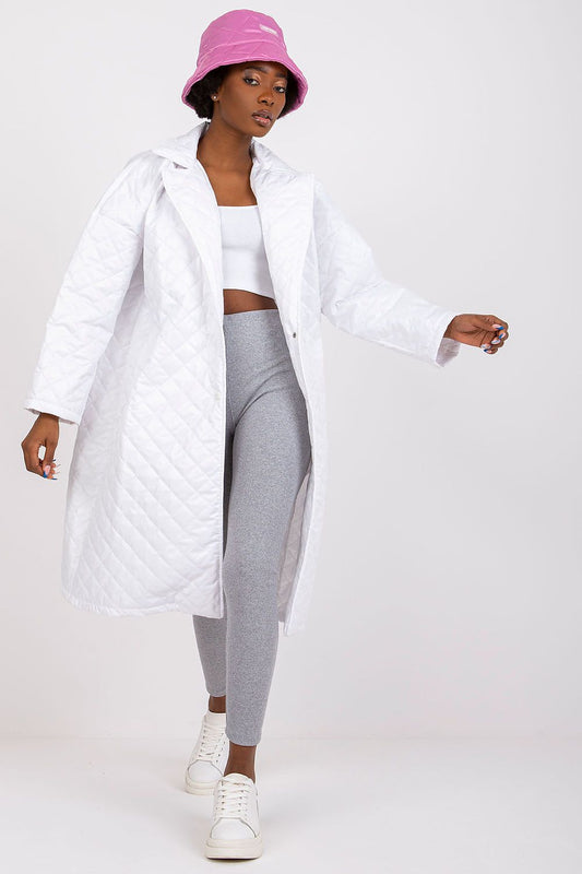 white long sleeve coat front view