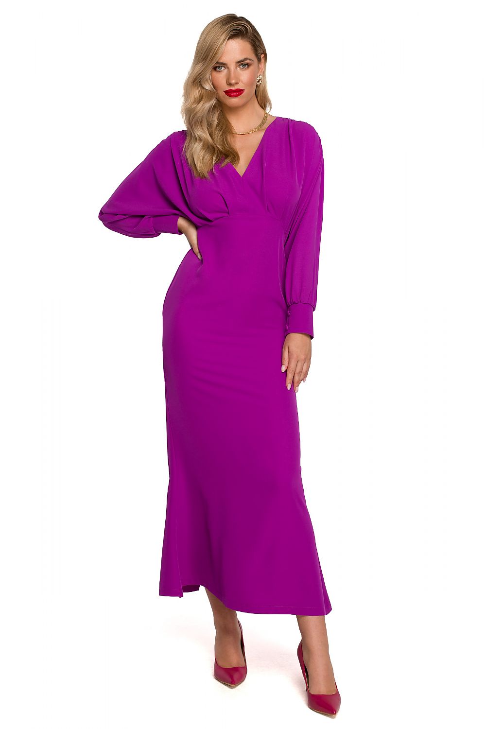 violet maxi cocktail dress front view