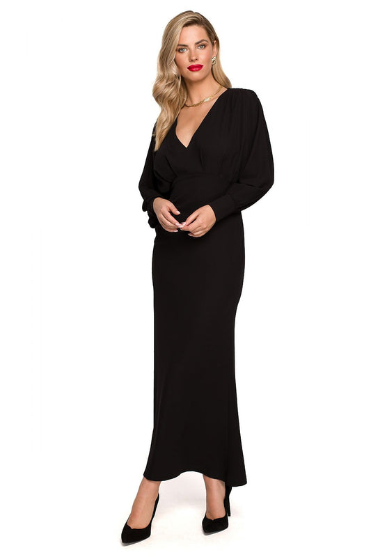black maxi cocktail dress front view