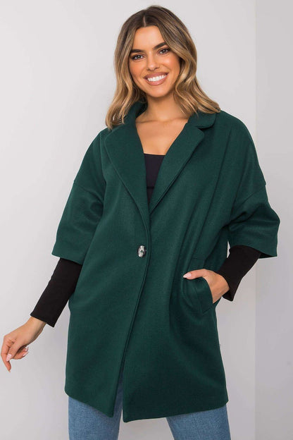 green coat front view