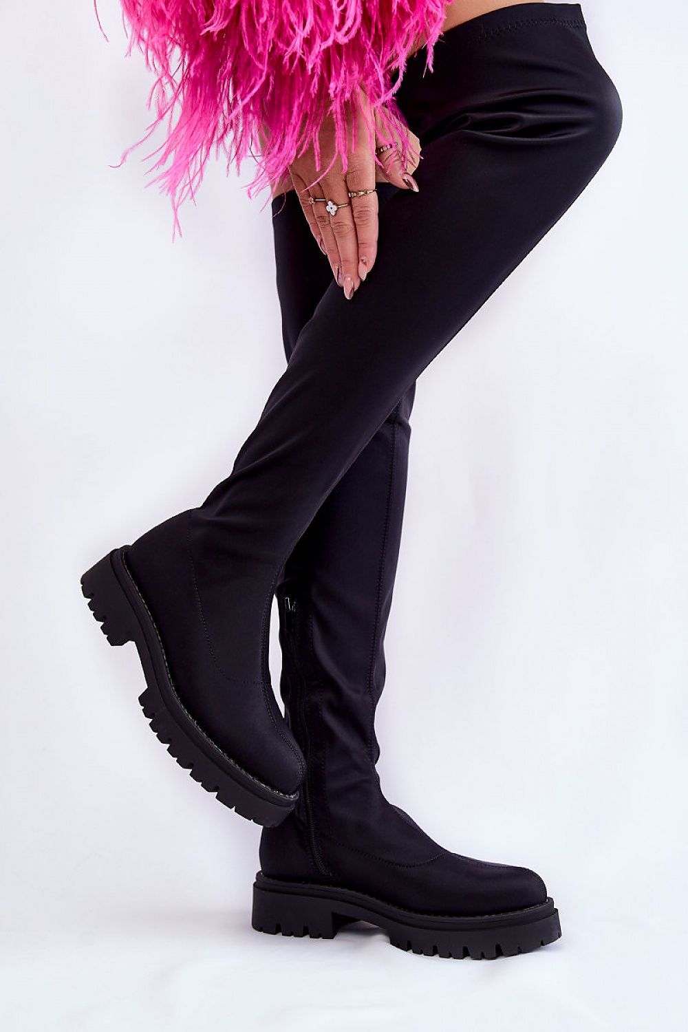 black thigh-hight boots front view